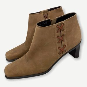 Etienne Aigner Tan Suede Side Lace Ankle Booties